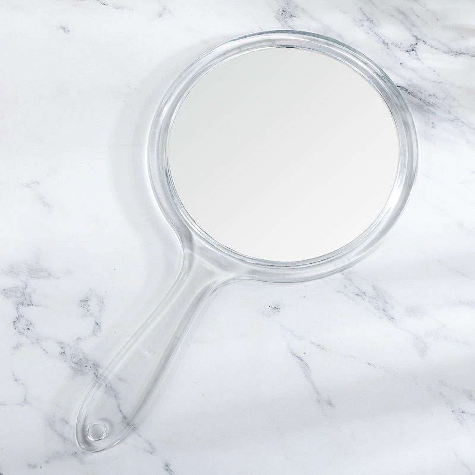 Hand Mirror Double-Sided Handheld Mirror 1X/3X Magnifying Mirror with Handle Transparent Hand Mirror Rounded Shape Makeup Mirror